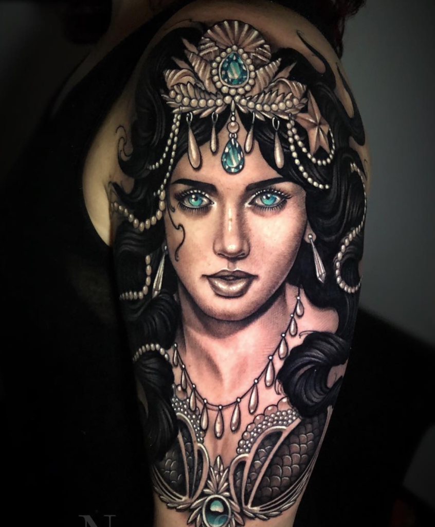 Niki Simpson mermaid tattoo