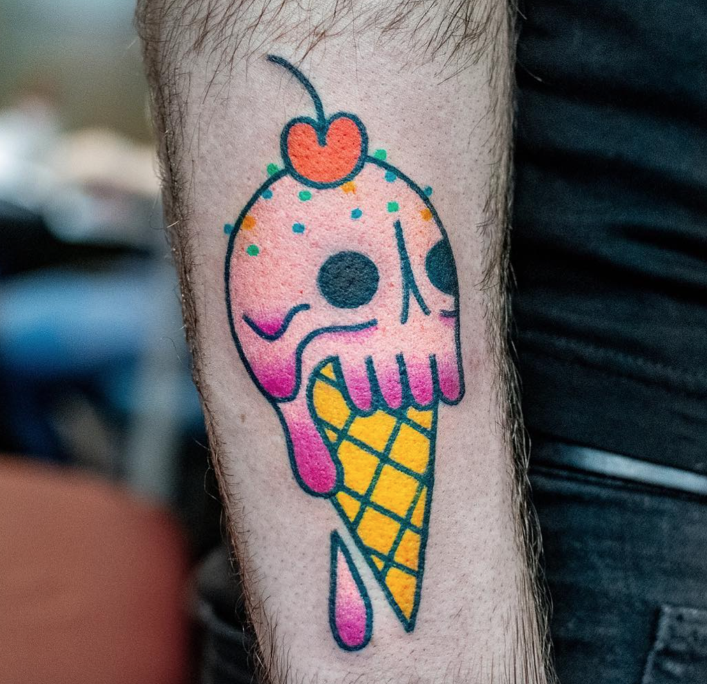 Michelle Wanhala skull ice cream tattoo