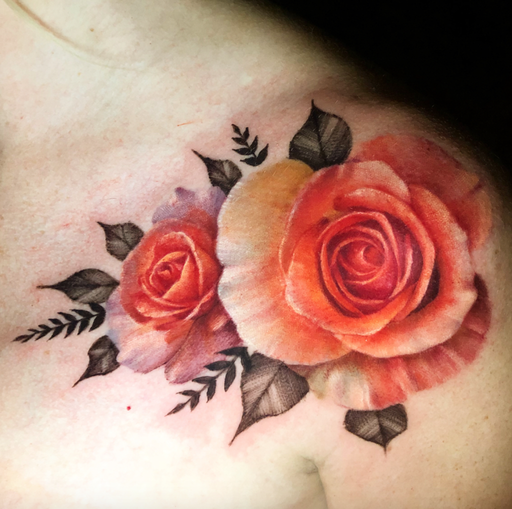 Deanna Smith peach rose tattoo
