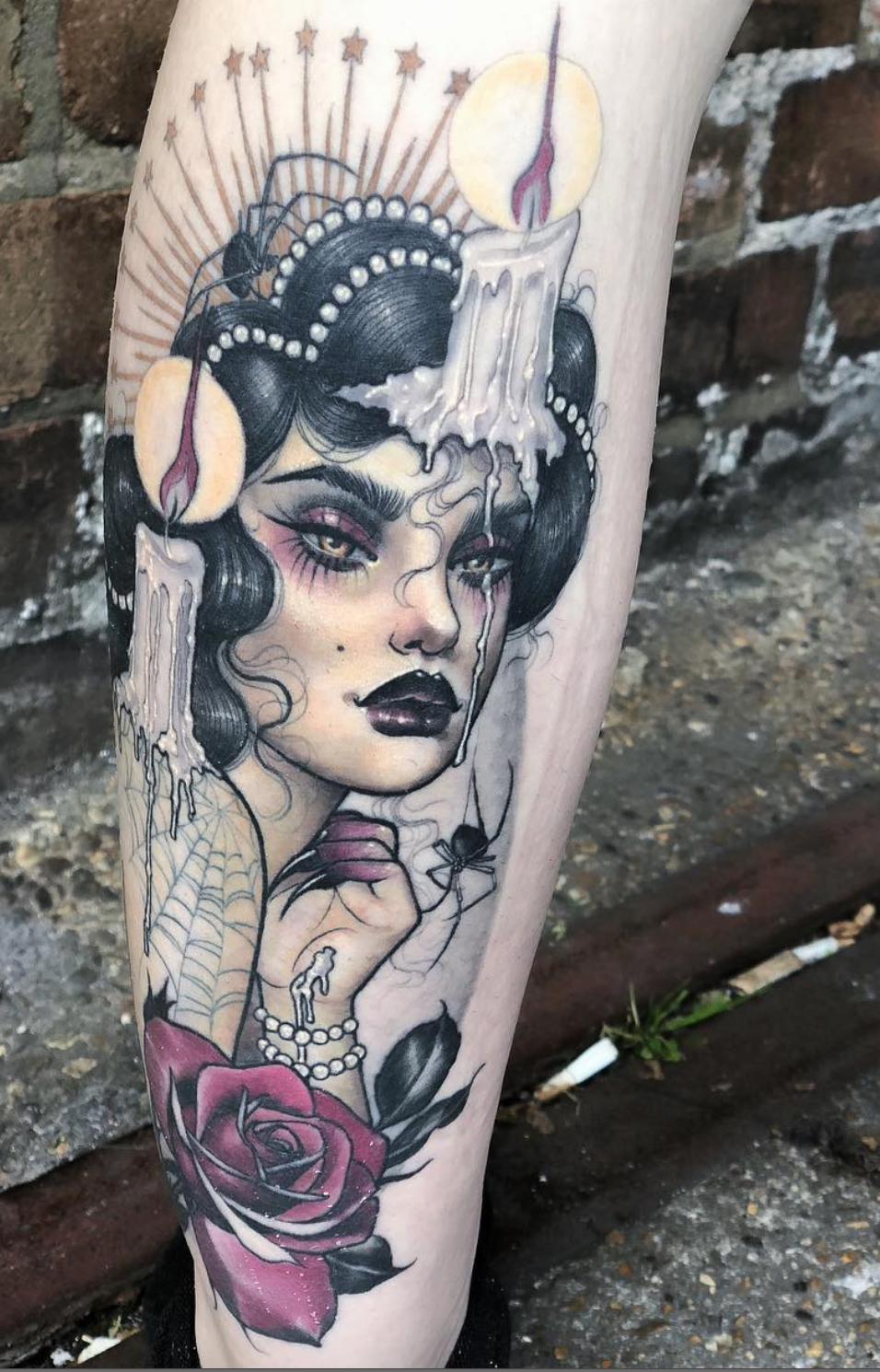 Hannah Flowers candle lady tattoo