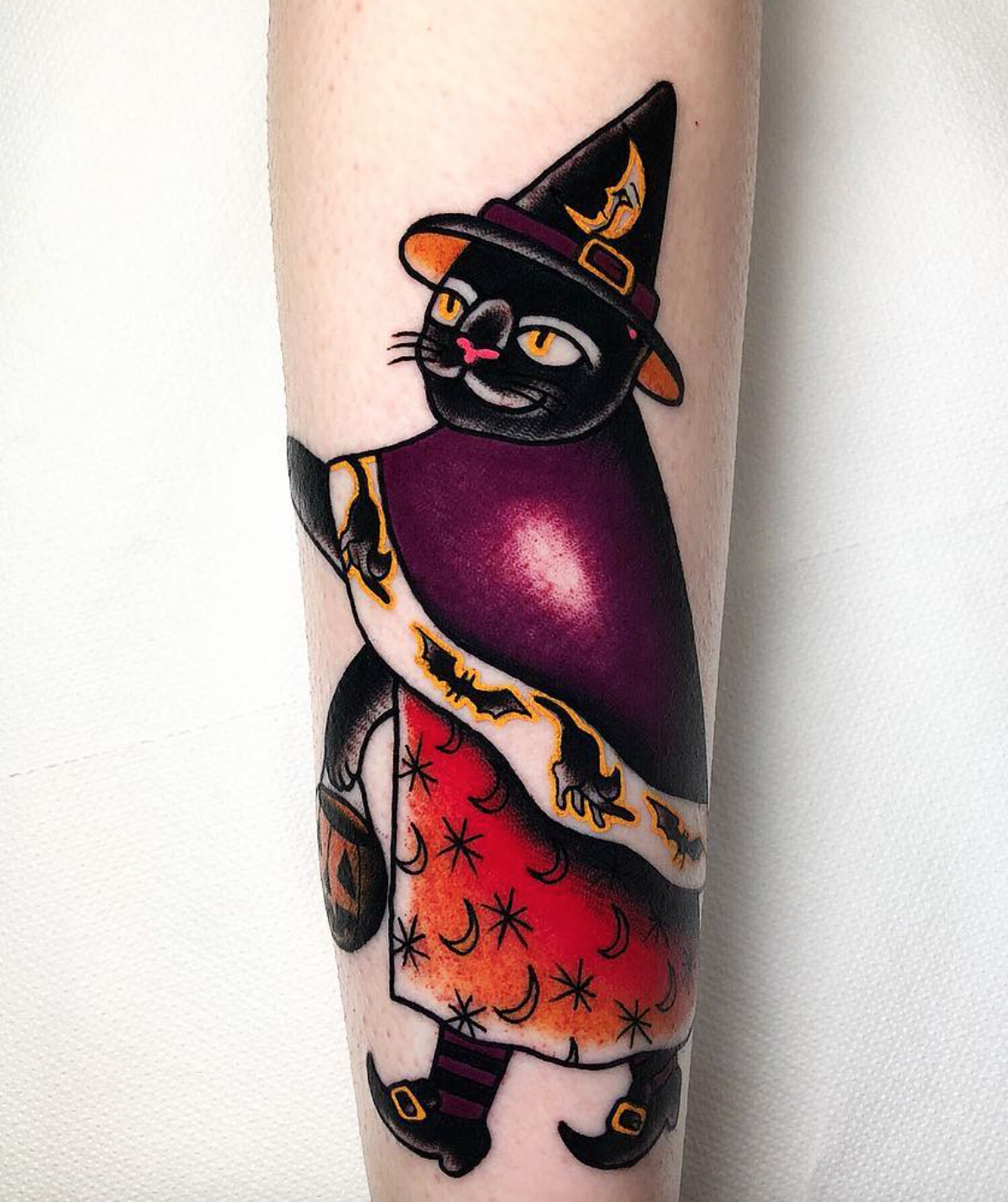 Iris Lys witch cat tattoo