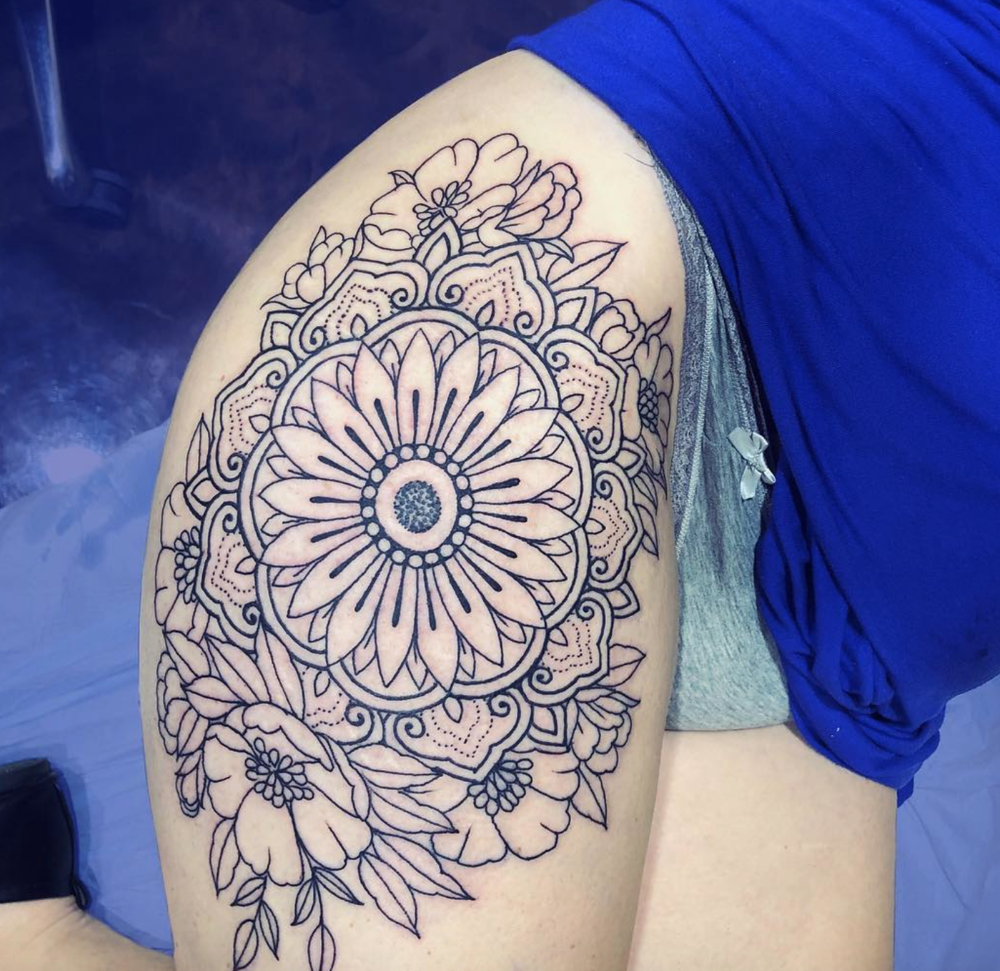 Geometric mandala tattoo by Kandace Layne