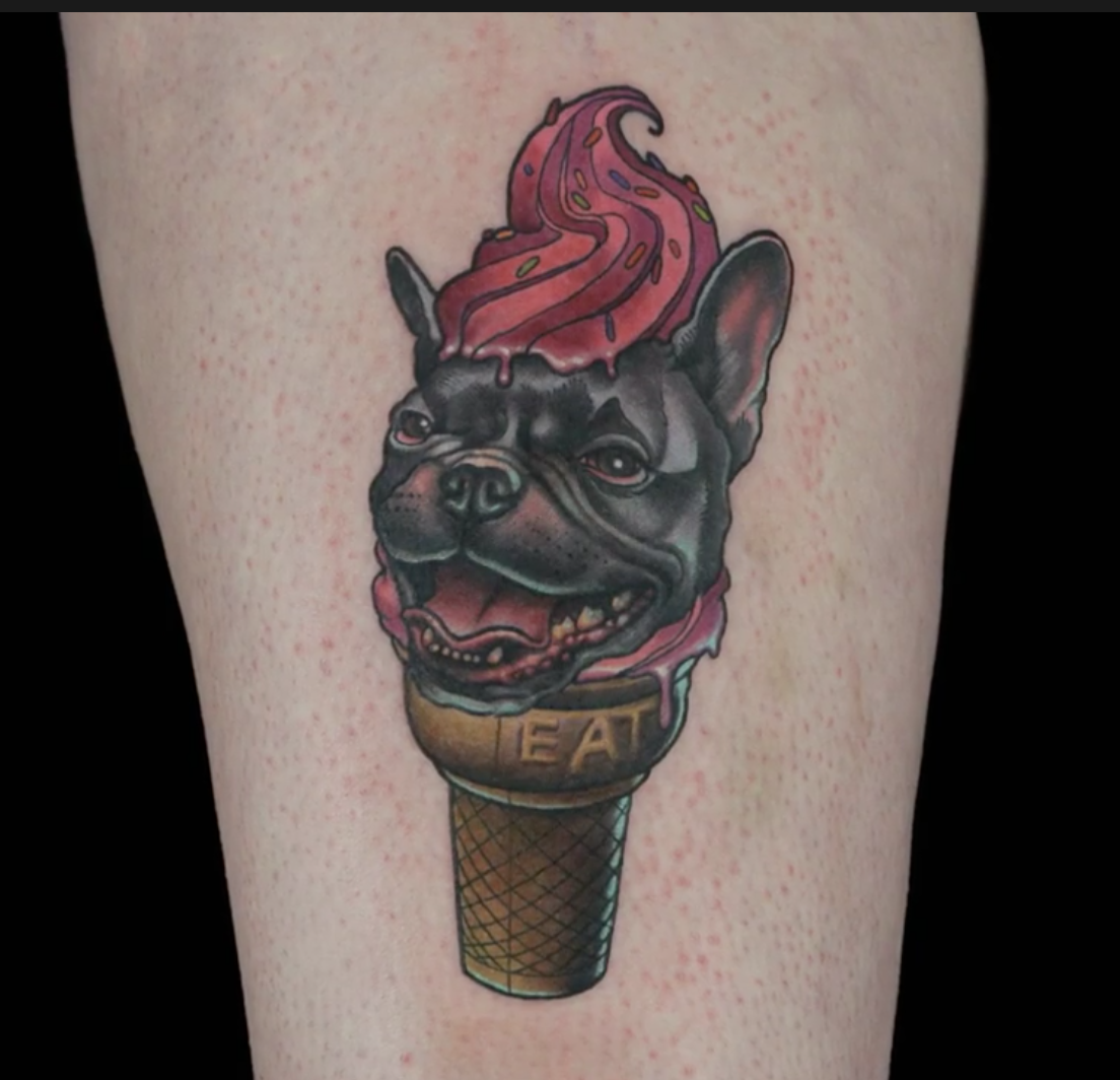 Bulldog tattoo by Alexis Kovacs
