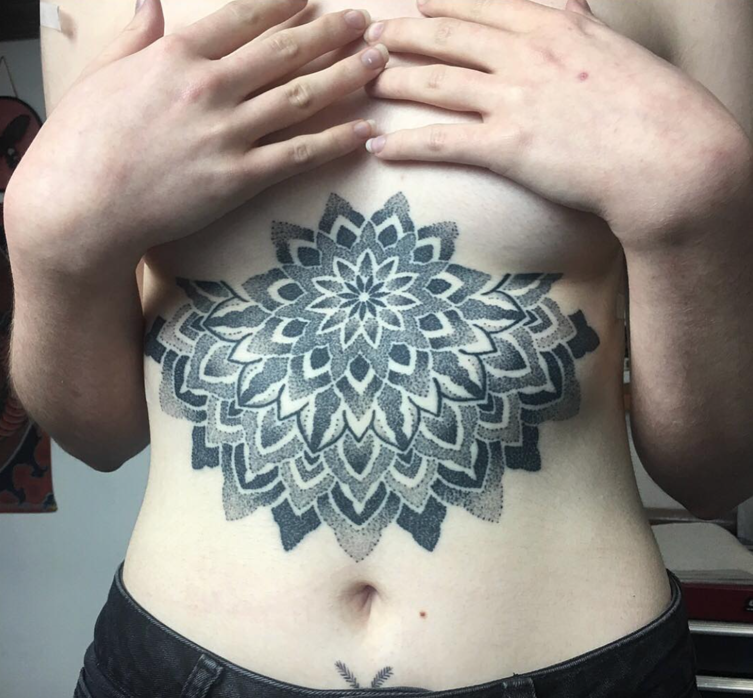 Sternum tattoo by Grace Neutral