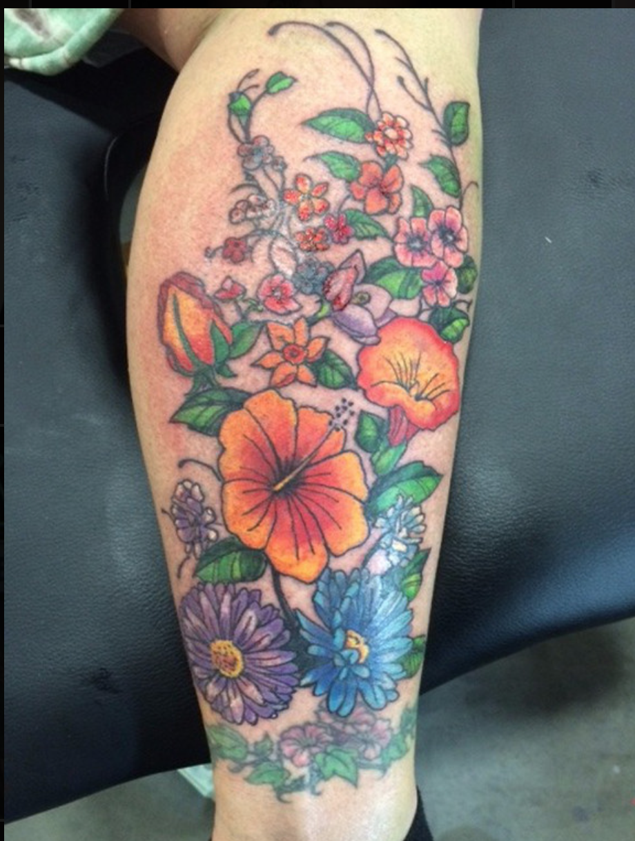 Floral tattoo by Shanghai Kate