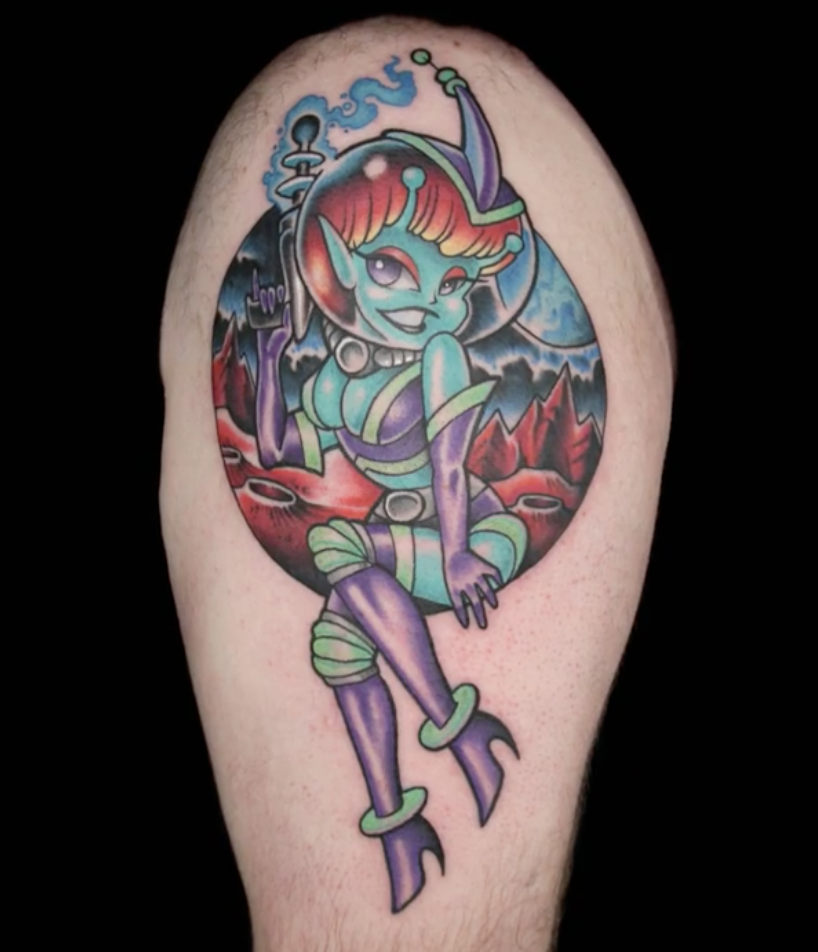 Alien babe tattoo by Creepy Jason