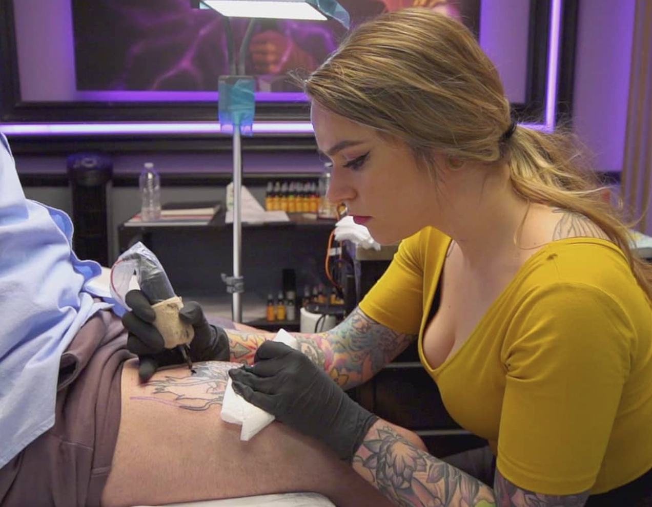 Laura Marie tattooing on Ink Master.