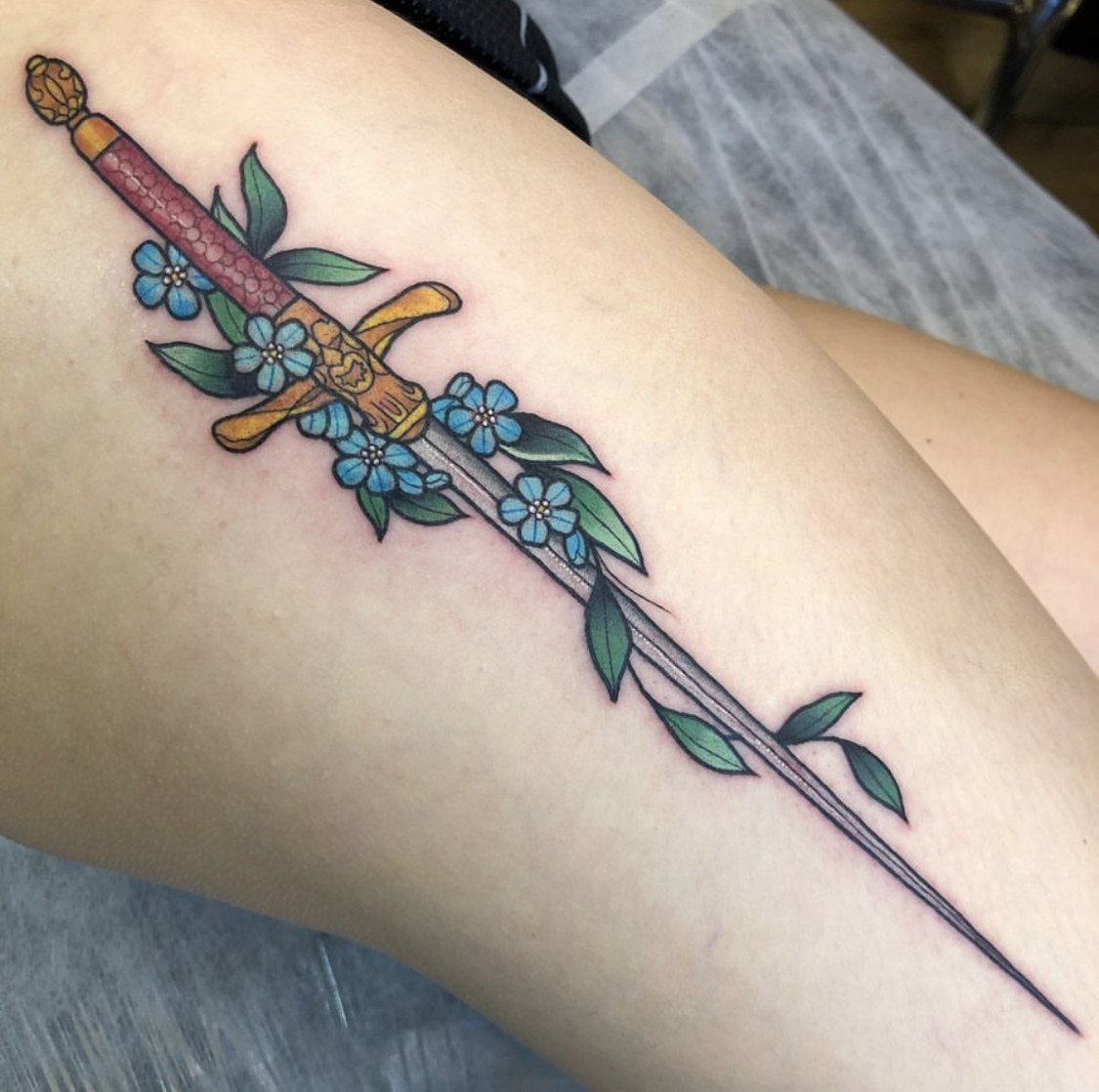 Arya Needle tattoo by Rhi Hustwayte