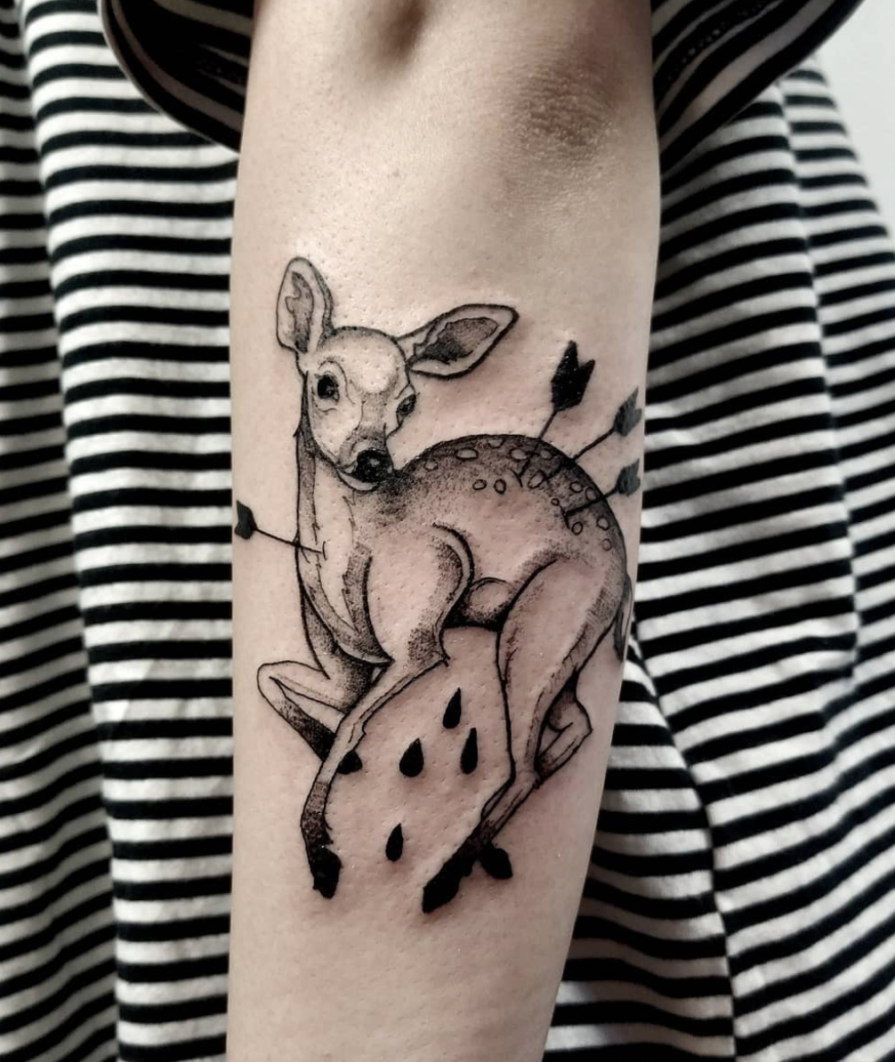 deer tattoo by Renata Kiraly