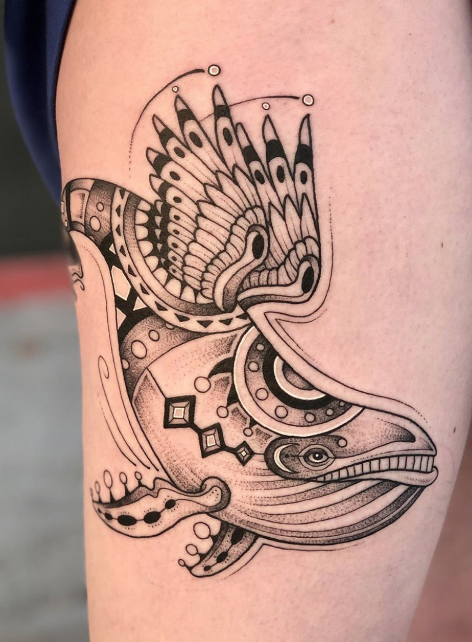 Whale tattoo by Melanie Steinway