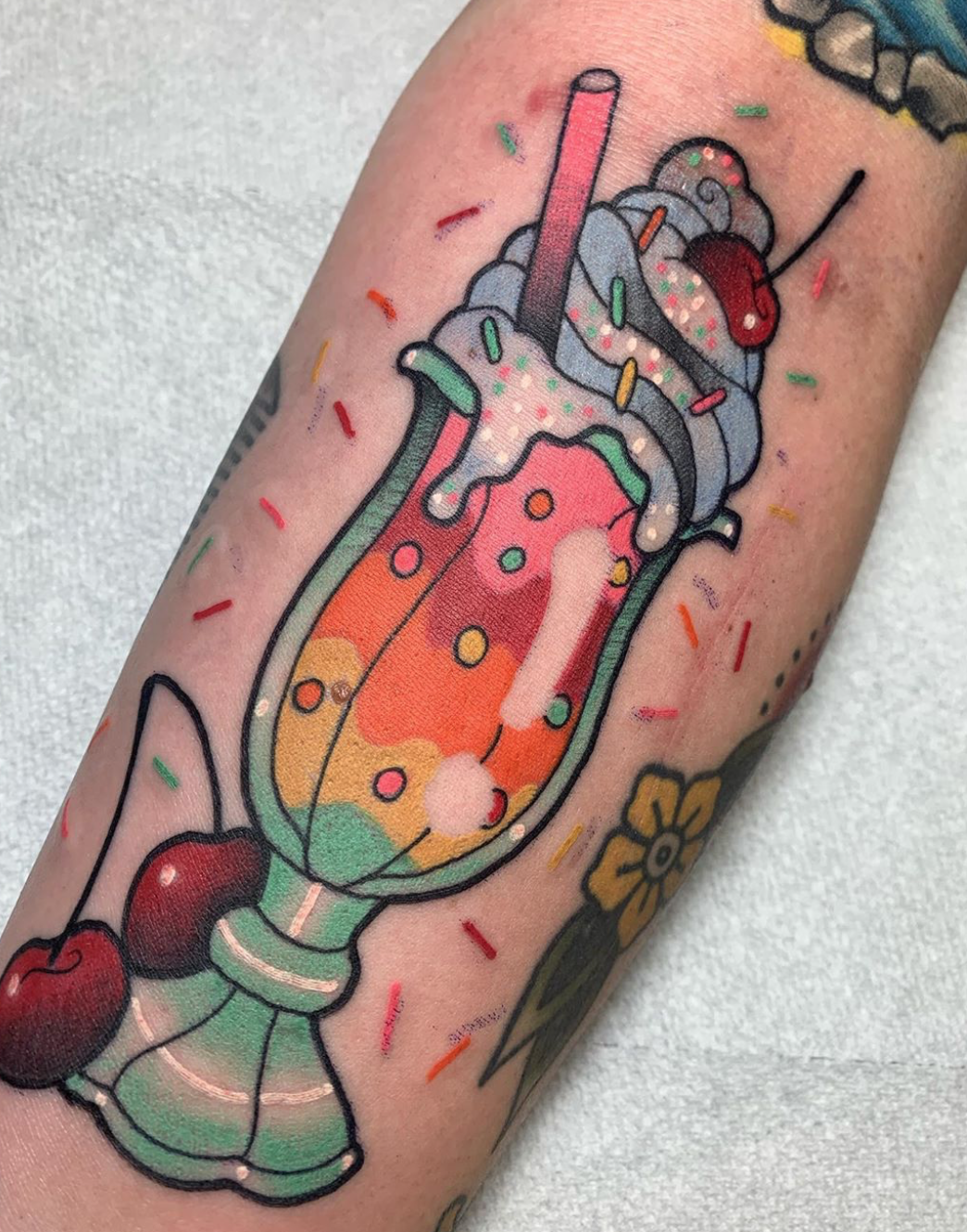 Ice cream tattoo by Carly Zehring