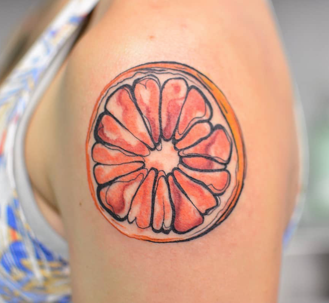 Grapefruit tattoo by Kelsey Brown