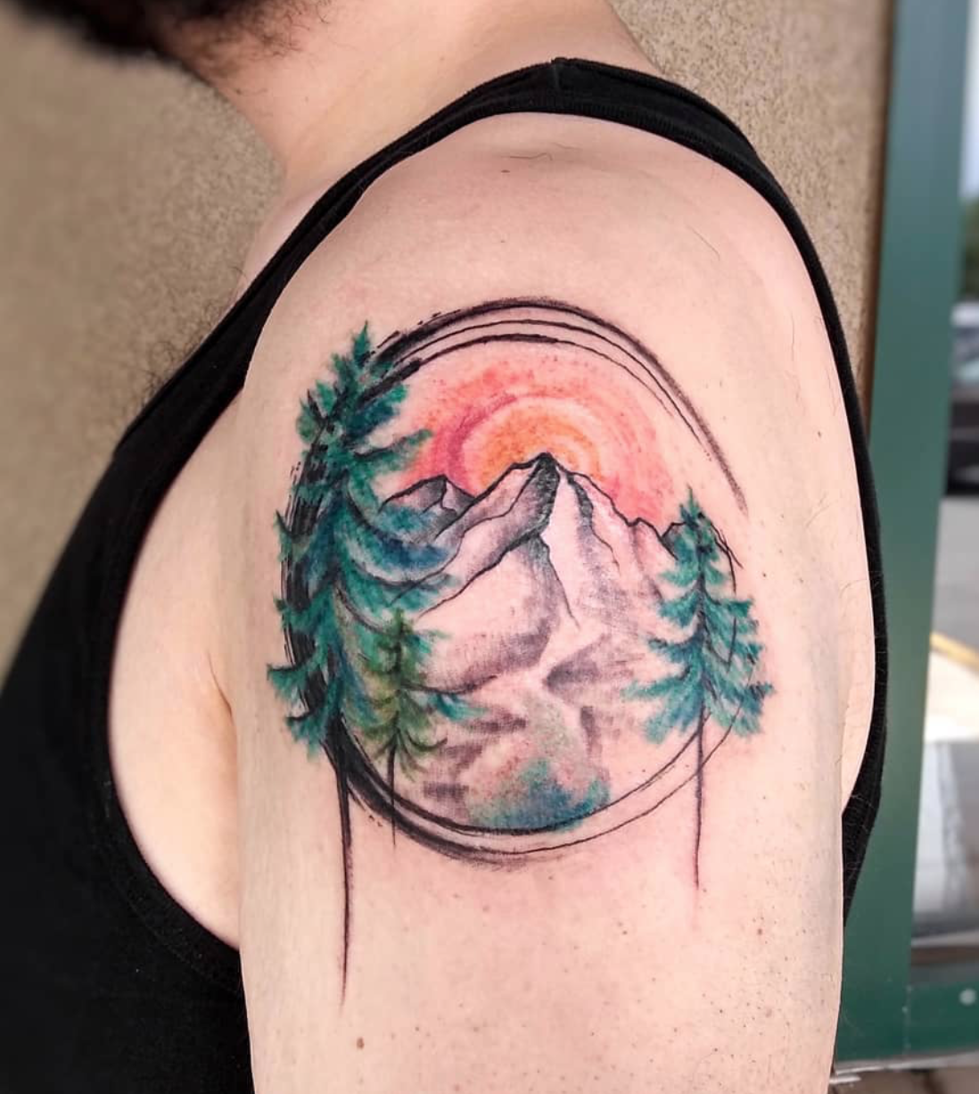 Mountain tattoo by Kelsey Brown