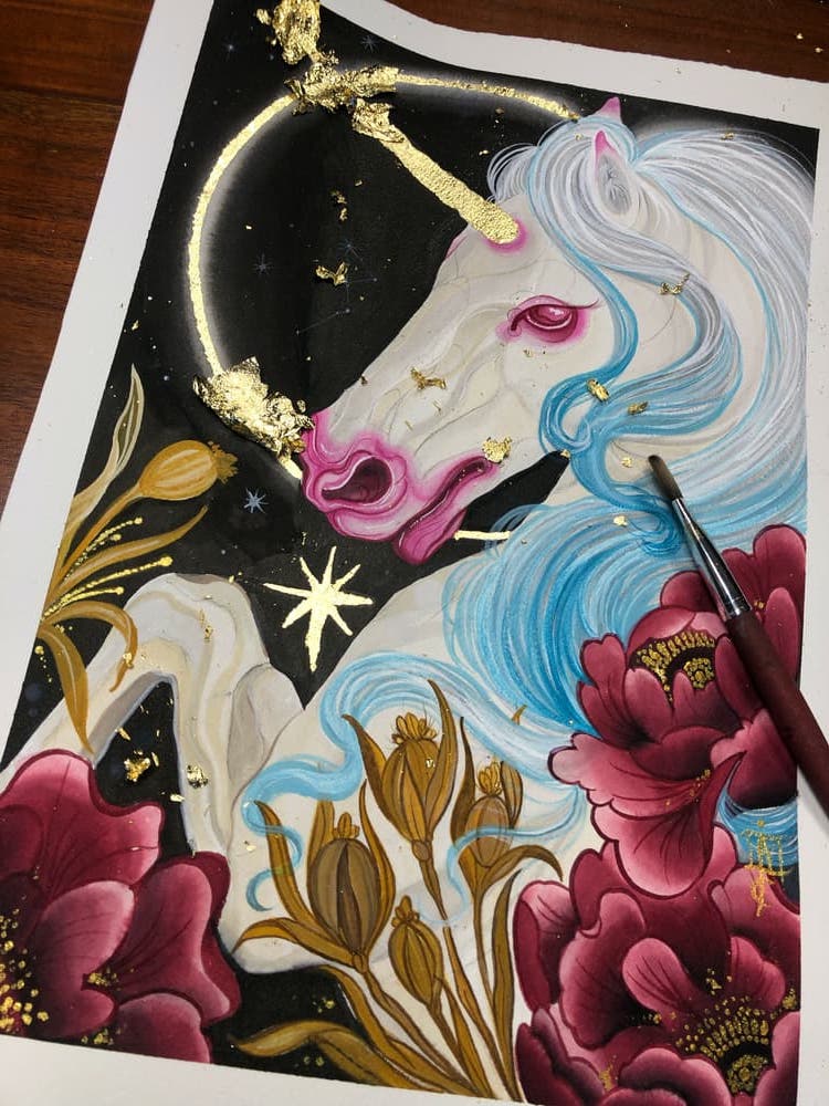 Unicorn painting by Lorena Morato